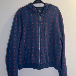 MCM Blue Hoodie with Red Accents